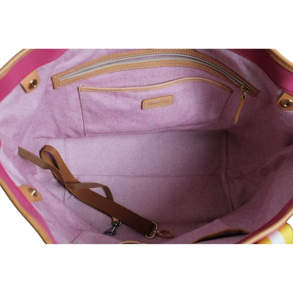 Large Cloth Pink and Yellow Dooney & Bourke Bag - Picture 5 of 8
